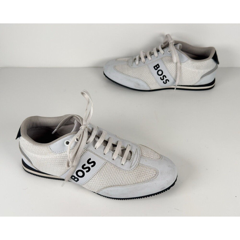 Hugo Boss White Rusham Low Leather Mesh Men's Sneakers Size EU 40 US 7